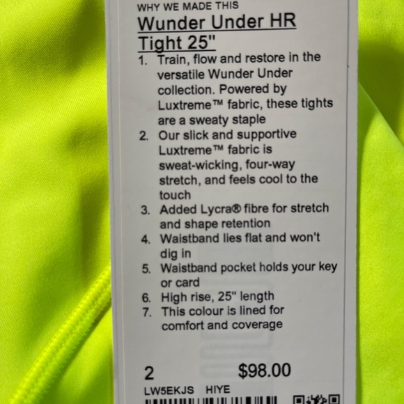 NWT Lululemon Wunder Under HR Tight 25” - Picture 4 of 4